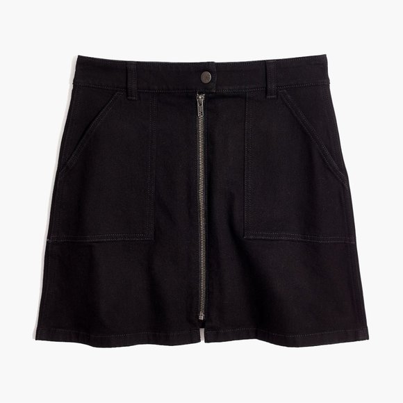 Madewell Denim Utility Zip A Line Skirt in Black Frost Size 24 - Picture 3 of 11
